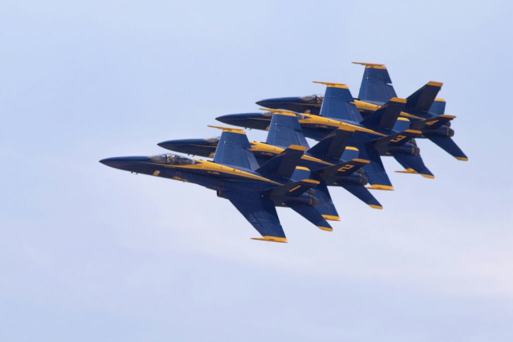 4 Blue Angels flying